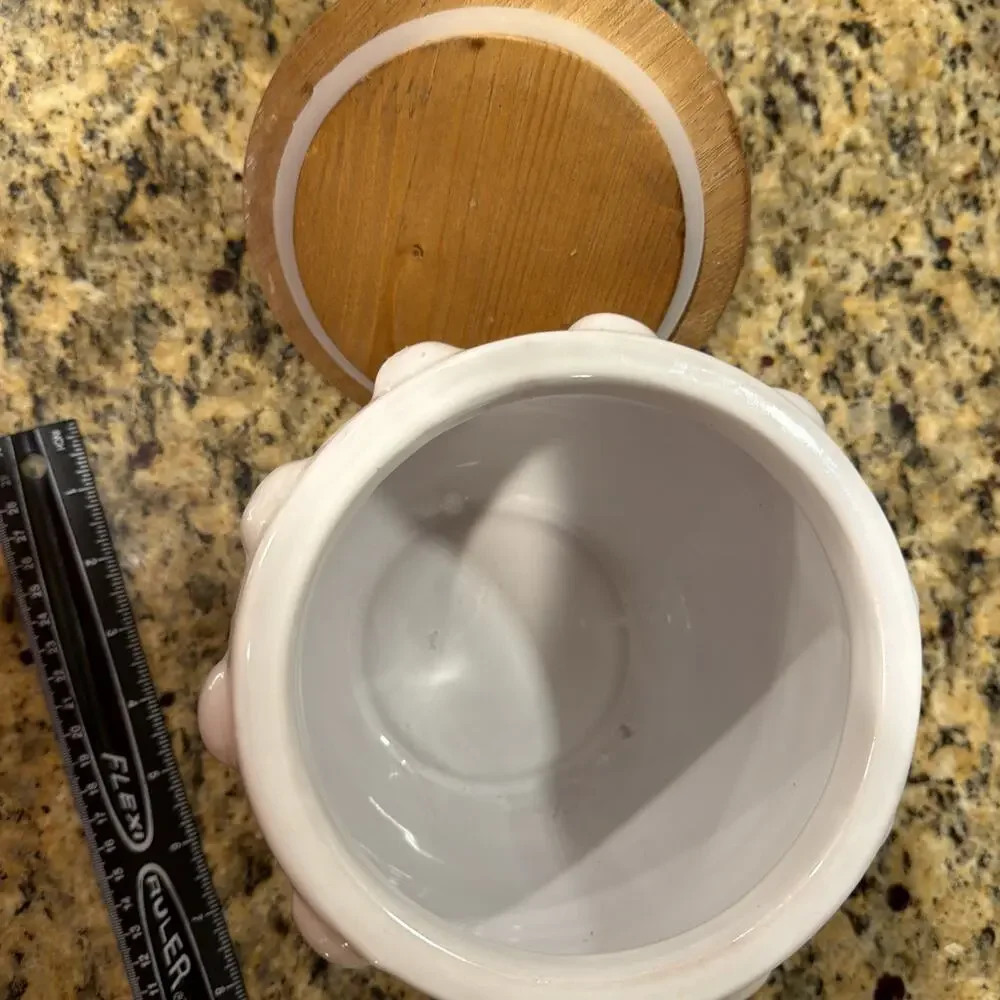 Mud Pie Raised Dotted Canister Set of 3 White Wood Farmhouse Cottage Cottagecore